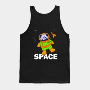 Space Panda With Rocket Tank Top